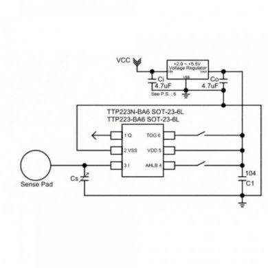 TTP223B CI 223B sensor de capacitancia SOT6 SMD