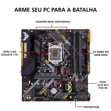 TUF-B360M-PLUS-GAMING ASUS Placa Mãe TUF B360M Plus Gaming p/ Intel