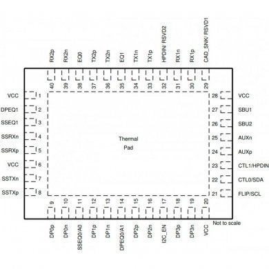 TUSB1046-DCIRNQR CI TUSB46 redriver USB-C 3.3V 10Gbps QFN40 SMD