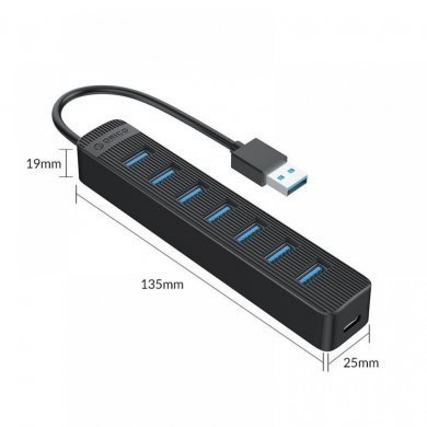 TWU3-7A-BK-EP Orico hub TWU3 USB 7 portas 3.0 preto