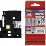 Brother Fita Industrial 18mm Preta Prata 18mm x 8m Prata fosco  com escrita preta plástica laminada extra resi