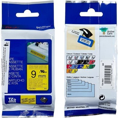 TZES621 Brother Fita Extra Forte 9mm 8m Preto Amarelo