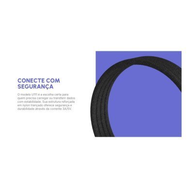 U111 Fortrek cabo carregamento USB-A para USB-C preto 1 metro