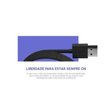 U111 Fortrek cabo carregamento USB-A para USB-C preto 1 metro