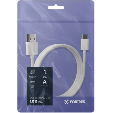 U111W Fortrek cabo carregamento USB-A para USB-C branco 1 metro