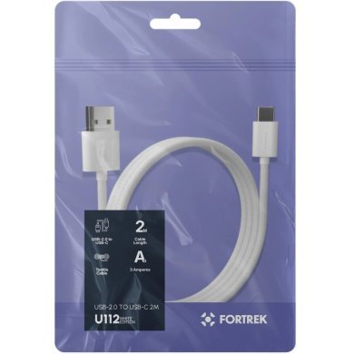 U112W Fortrek cabo carregamento USB-A para USB-C branco 2 metros
