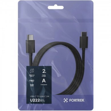 U222 Fortrek cabo carregamento USB-C 2m 5V 3A em tecido preto