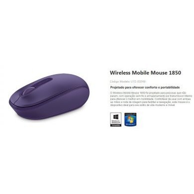 U7Z-00048 Microsoft Mouse Optico Wireless Mobile 1850