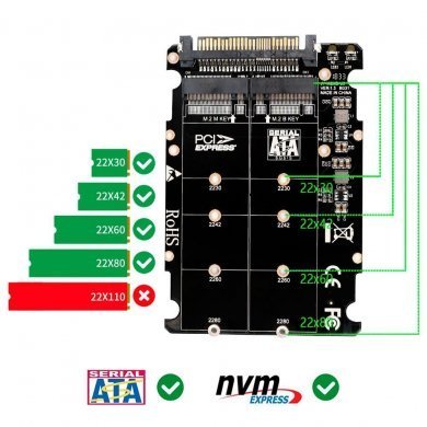 U.2-BOX-21F06-WC ADAPTADOR 2X SSD M.2 PARA U.2 SAS SFF-8639