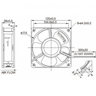 Fan UF12A11 Fulltech 120x120x38mm  115V 14W