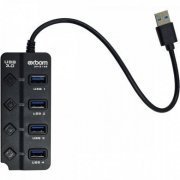 Hub USB 4 portas USB 3.0 com interruptor liga/desliga entrada para fonte de alimentação 5V