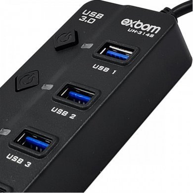 Hub USB 4 portas USB 3.0 com interruptor liga/desliga