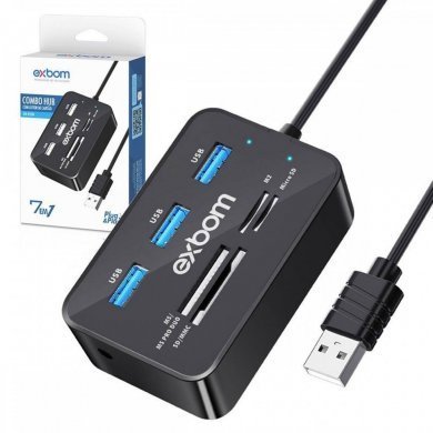 Exbom Hub USB 3.0 para 3x USB 3.0 MicroSD SD MS M2