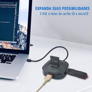 UH-R23 Exbom Hub 5 em 1 com 3 portas USB 2.0