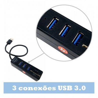 UH-R32 Exbom Hub 5 em 1 com 3 portas USB 3.0