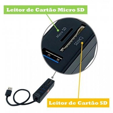 UH-R32 Exbom Hub 5 em 1 com 3 portas USB 3.0
