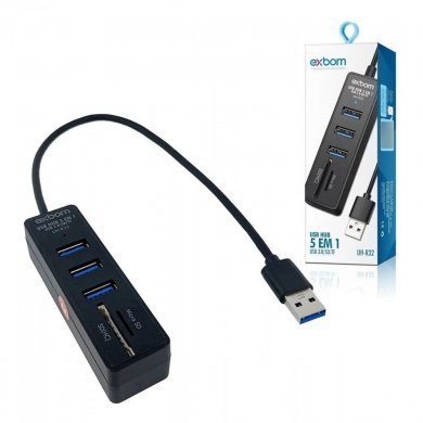 UH-R32 Exbom Hub 5 em 1 com 3 portas USB 3.0