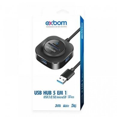 UH-R33 Exbom Hub 5 em 1 com 3 portas USB 3.0