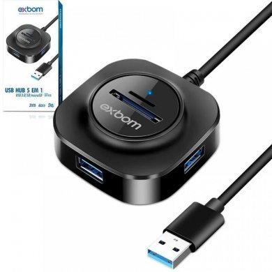 UH-R33 Exbom Hub 5 em 1 com 3 portas USB 3.0