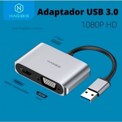 UHV3 Hagibis Adaptador Multi Display VGA HDMI USB 3.0
