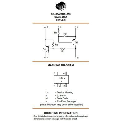 UMC5NT2G 5x Transistor Digital BRT Duplo NPN PNP Pre-Polarizado SC88A