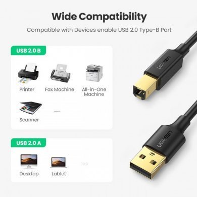 Ugreen cabo impressora USB-A 2.0 para USB-B 1.5m
