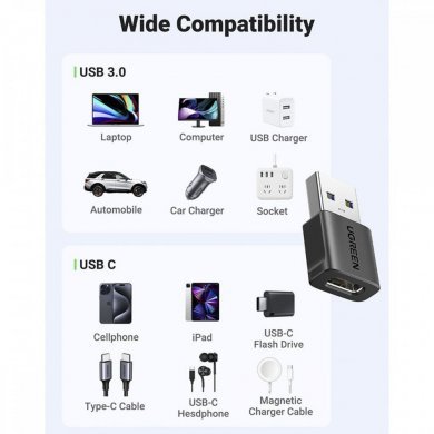 Ugreen adaptador USB 3.0 para USB-C 18W 2 unidades