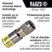 50x Klein Tools Conector F RG6 RG6 compressão RG6 RG6Q (pacote com 50 unidades)