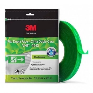 VHB-4910-20M 3M Rolo de Fita Dupla Face Adesiva 12mm x 20m