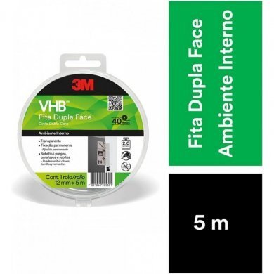 VHB-4910-5M 3M Rolo de Fita Dupla Face Adesiva 12mm x 5m