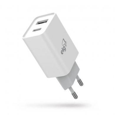 W124C ELG carregador universal 1 USB tipo-C e 1 USB 2.1A
