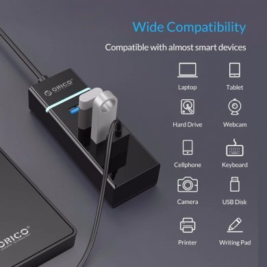 W6PH4-U3 Orico hub USB 4 portas 3.0 preto