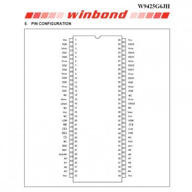 W9425G6JH-5 Winbond DRAM chip DDR SDRAM 256M-Bit 16Mx16 2.5V