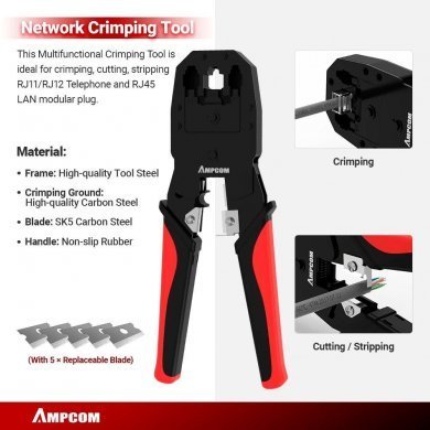 WATZ388GC AMPCOM Kit Instalador de Rede Profissional 12 peças