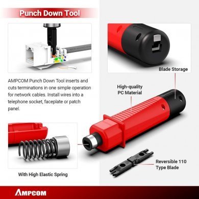 WATZ388GC AMPCOM Kit Instalador de Rede Profissional 12 peças