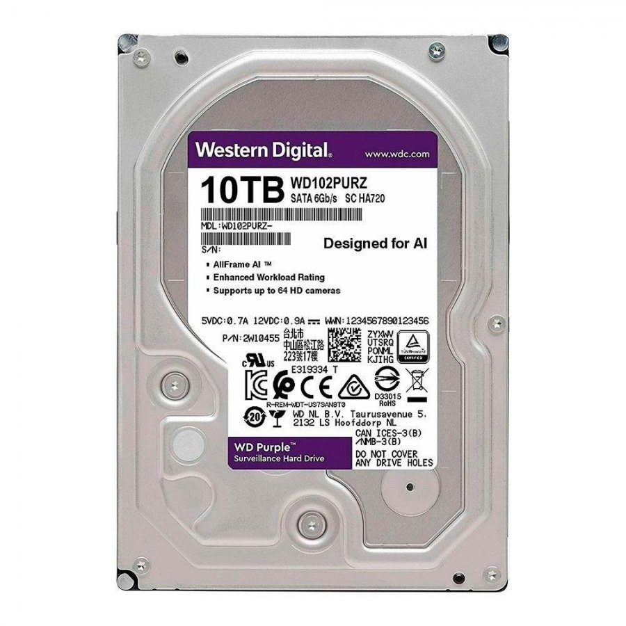 WD102PURZ WD HD 10TB SATA 6Gbps 7200rpm 256mb CFTV