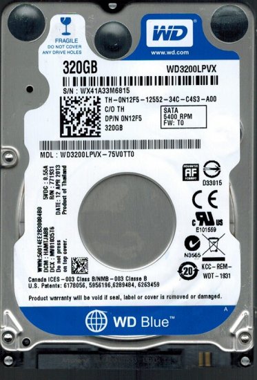 WD3200LPVX HD Western Digital 320GB SATA 6Gb/s Blue
