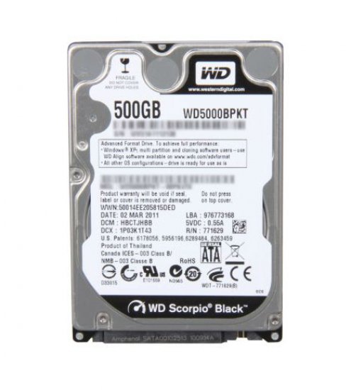 WESTERN DIGITAL WD5000BPKT Scorpio Black 500GB 7200 RPM 16MB cache SATA 3.0Gb/s 2.5 internal notebook hard drive (Bare Drive) [並行輸入 WD5000BPKT HD Western Digital 500GB Notebook
