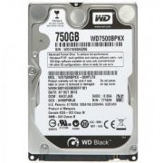HD Western Digital 750GB SATA Black 6Gb/s, 2.5 Polegadas, 16MB Cache