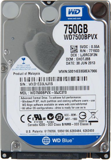 【中古】Western Digital wd7500bpvx-75jc3t0?750?GB DCM : shmtjbk WD7500BPVX HD Western Digital 750GB SATA 6Gb/s Blue