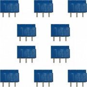 Borne KRE 3 vias plástico azul 10mm (Kit 10x und) Ki ...