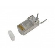 Conector RJ45 Blindado CAT6A CAT7 10un MODULAR PLUG 08 X 08 com Guia (Pacote com 10 Unidades)
