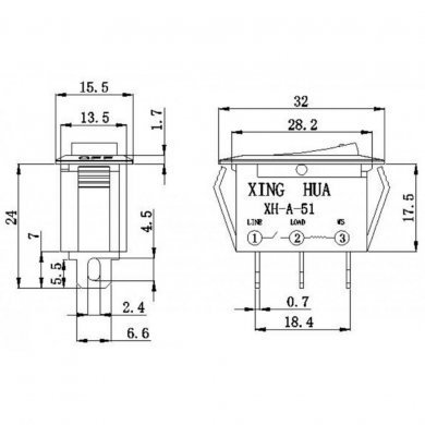 XH-A-5 Interruptor Resetavel 3T 15A Neon (Kit com 3X)