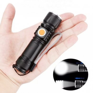 YBF-515 Mini lanterna LED recarregavel com zoom em aluminio