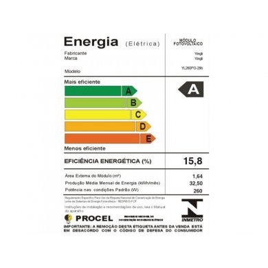 PAINEL SOLAR YINGLI 260W POLICRISTALINO