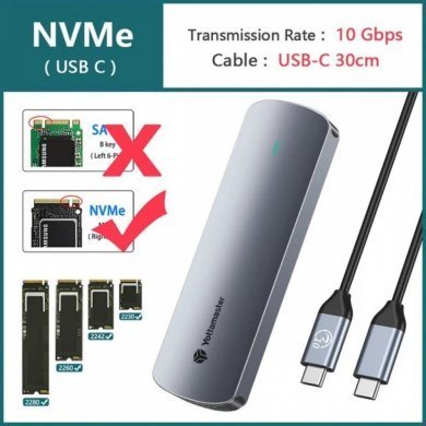 YTPWM2-G2-GY-BP Yottamaster Case M.2 NVMe para USB Tipo-C